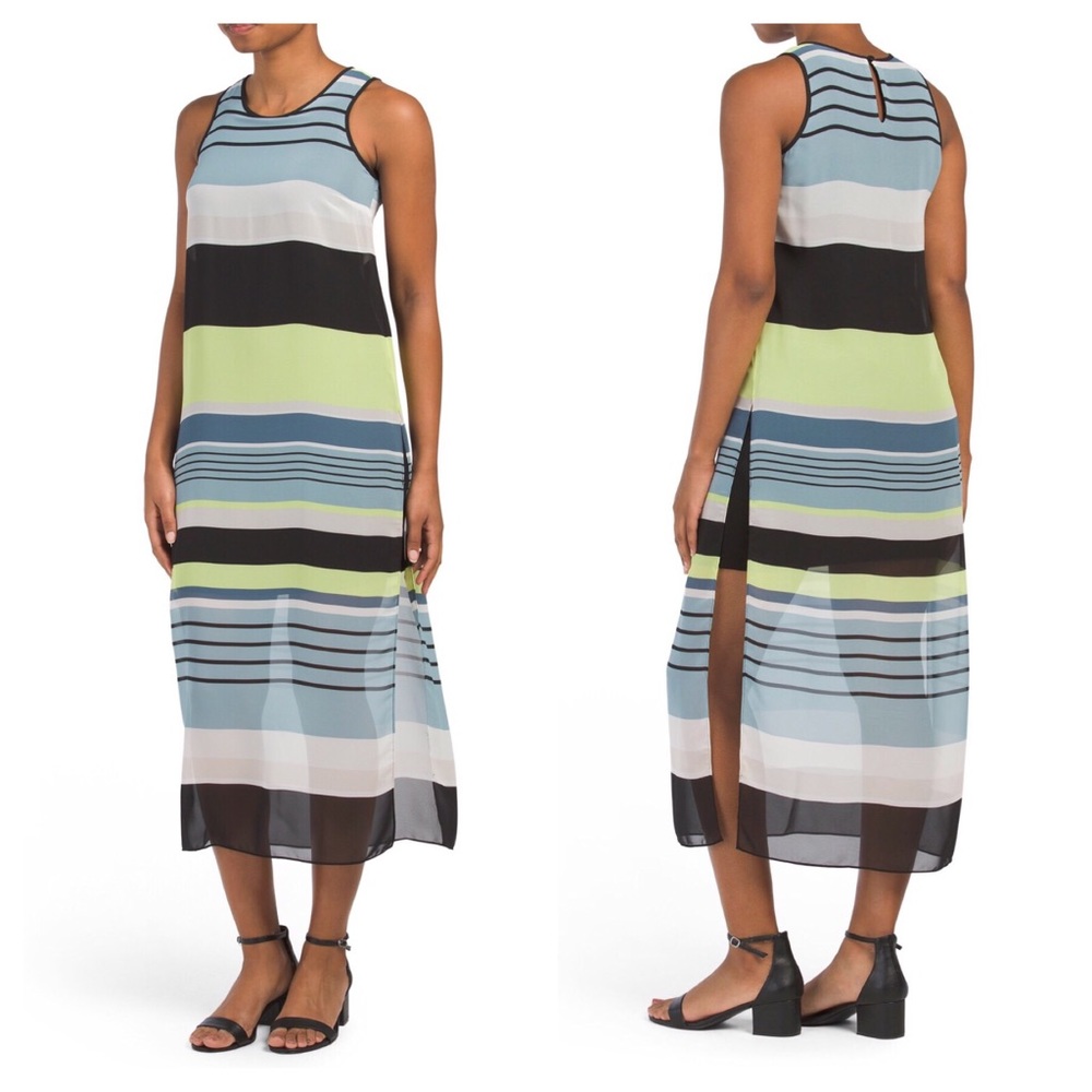 Vince Camuto Petite Stripe Harmony Chiffon Dress..